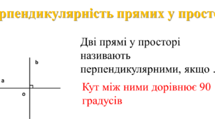 Перпендикулярність прямих і площин у просторі. Розв'язування задач