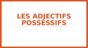 Les adjectifs possessifs 