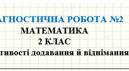 Діагностична робота з математики "Властивості додавання й віднімання"
