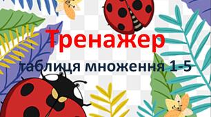 Тренажер "Таблиця множення/ділення в межах 5", 2 клас