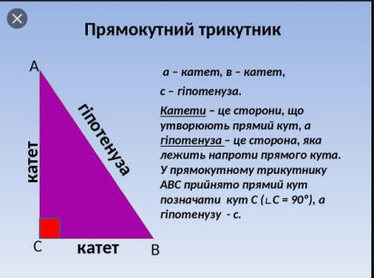 6 травня. Геометрія. Повторення. Прямокутний трикутник, його властивості. –  КЗО НВК 66