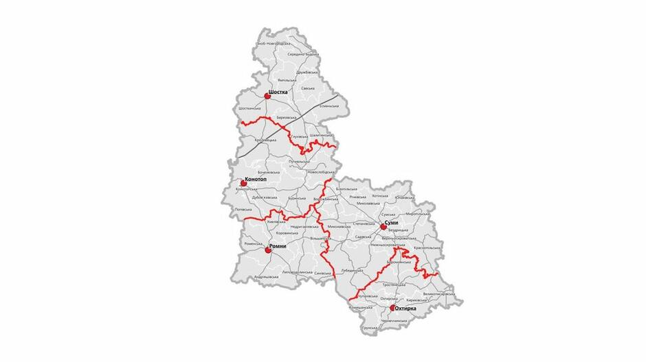 Карта сумской области подробная с мелкими населенными пунктами