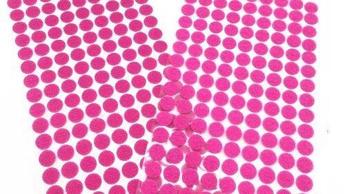 Зображення товару: Липучки круглі на клейовій основі, рожевого кольору. 10 мм – 99пар.
