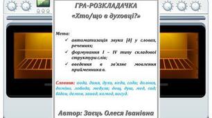 Гра-розкладачка "Хто/що в духовці?"