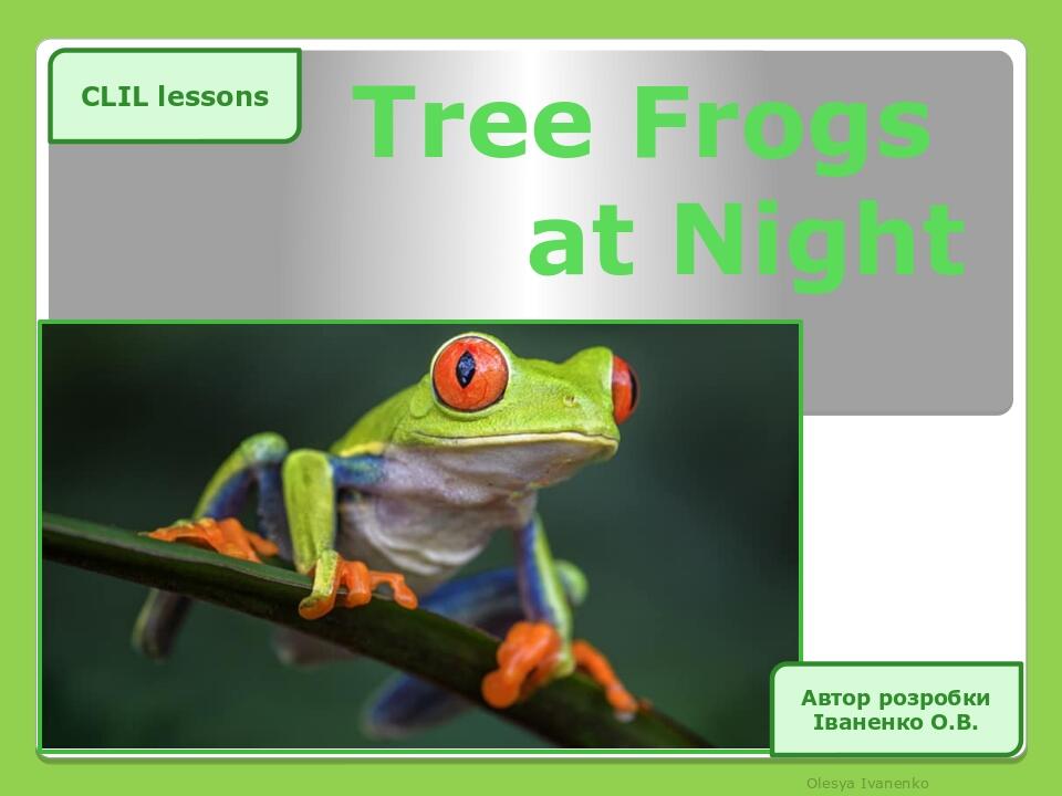 Tree Frogs at Night Olesya Ivanenko CLIL lessons Автор розробки Іваненко О.В.