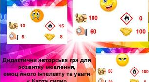 Дидактична авторська гра для розвитку мовлення, емоційного інтелекту та уваги « Карта сили» Автор : Смаль Богдана