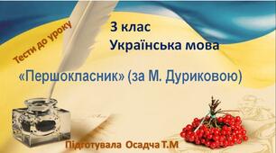 (Копія) 3 клас. Українська мова. «Першокласник» (за М. Дуриковою)