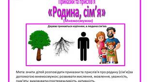 Мнемосмужки Приказки та прислів'я про родину, сім’ю для дошкільнят
