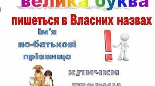 Презентація з Української мови до теми "Іменники — власні  та загальні.  Велика буква у власних іменниках"