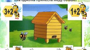 Картки з математики "Медовий рахунок"  до теми "Додавання  та віднімання чисел в межах 10"