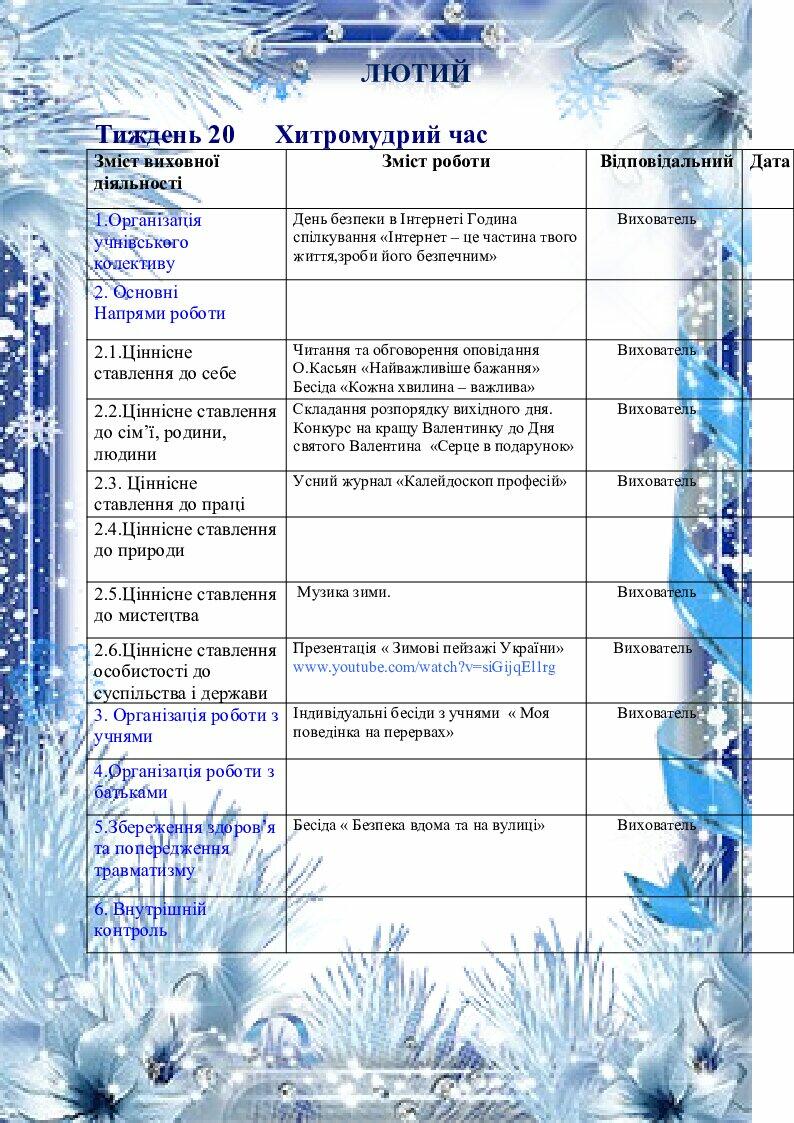 План виховної роботи 2 клас НУШ | Конспект. Виховна робота