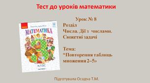 (Копія) 3 клас. Математика. Повторення таблиць множення 2–5