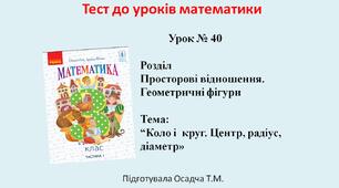 3 клас. Математика. Коло і  круг. Центр, радіус, діаметр