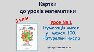 Картки до уроків математики. 3 клас. Урок № 1. Нумерація чисел у  межах 100. Натуральні числа
