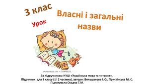 3 клас. Українська мова. Власні і загальні назви