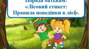 Порада батькам: «Лісовий етикет: Правила поведінки в лісі».
