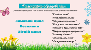 Календарно-обрядові пісні (встановлення відповідності)
