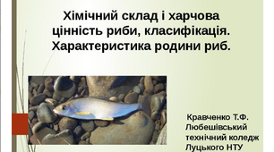 Презентація до уроку "Хімічний склад і харчова цінність риби, класифікація."
