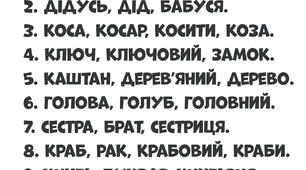 Картка: розпізнаю спільнокореневі слова