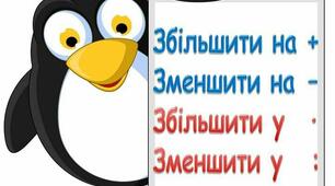Урок з математики  за темою "Збільшення та зменшення числа на кілька одиниць"