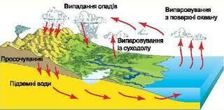 КРУГООБІГ ВОДИ, ЙОГО ОСНОВНІ ЕЛЕМЕНТИ ТА ЗНАЧЕННЯ » Допомога учням