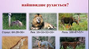 Інтерактивне математичне завдання "Найшвидша тварина"