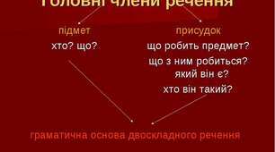 КР Головні  та другоряднічлени речення