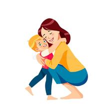 Mother and Child. Mom Hugging Her Daughter with a Lot of Love and Tenderness. Mother`s Day, Holiday Concept. Cartoon Stock Vector - Illustration of beauty, mother: 193090708
