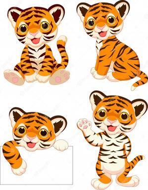 Premium Vector | Cartoon baby tigers collection set