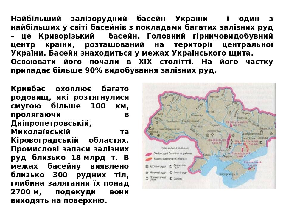 Презентація про "Залізорудні басейни України" | Презентація. Географія