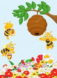 Premium Vector | Illustration of a branch of a tree with a beehive and a bee