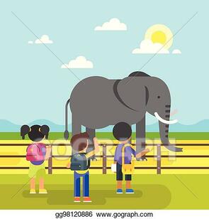 Vector Art - Kids are visiting zoo. Clipart Drawing gg98120886 - GoGraph