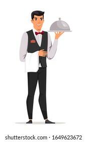 Friendly Smiling Waiter Restaurant Cheerful Man Stock Vector (Royalty Free) 1649623672