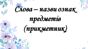Слова – назви ознак предметів (прикметник).