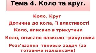 Коло, дотична. Вписані й описані трикутники