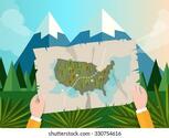 Hand Holding Map America Tracking Hunting Stock Vector (Royalty Free) 330754616