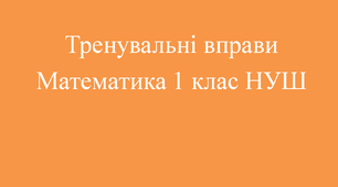 Тренувальні вправи  Математика 1 клас НУШ