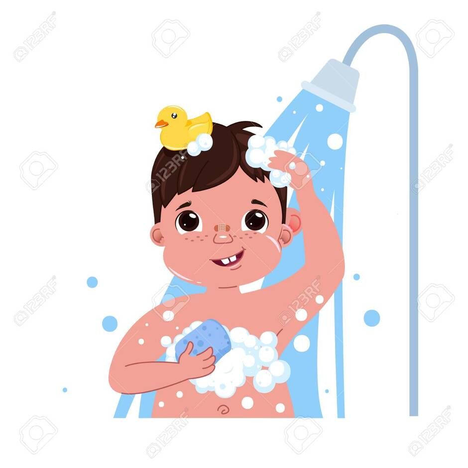 Little Child Boy Character Take A Shower. Daily Routine. Isolated Without Background. Vector Cartoon Illustration Royalty Free Cliparts, Vectors, And Stock Illustration. Image 110593087.