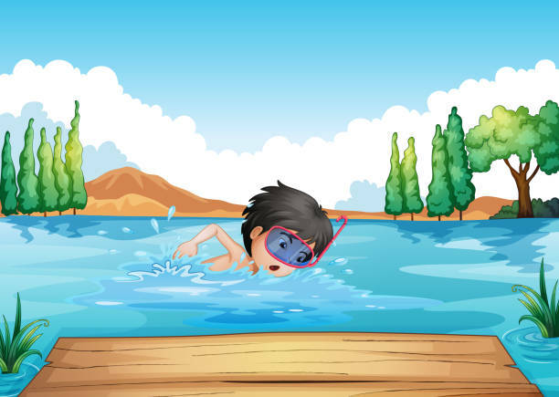 Kids Swimming Lake Illustrations, Royalty-Free Vector Graphics &amp; Clip Art - iStock