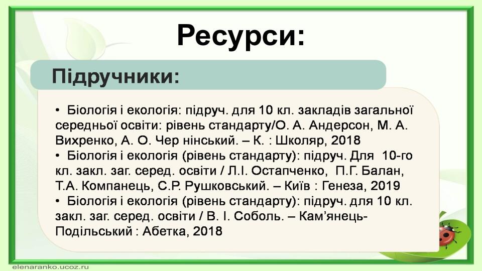 Ресурси: