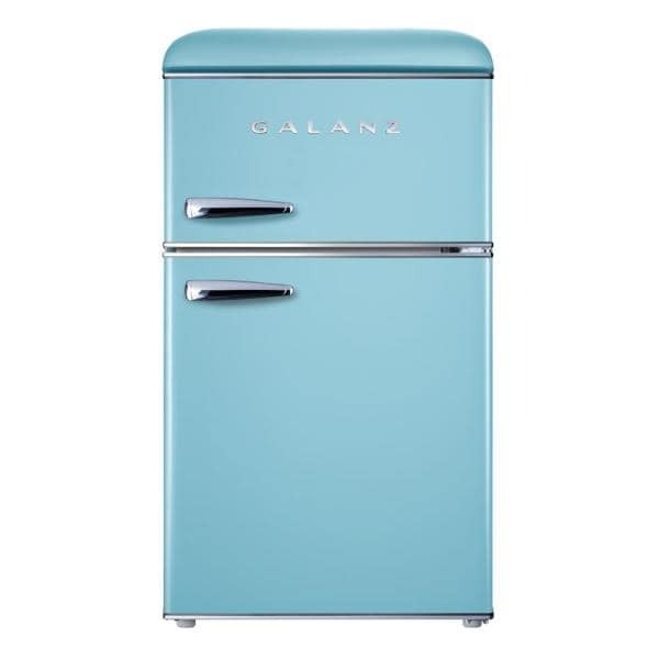 Galanz 3.1 cu. ft. Retro Mini Fridge with Dual Door True Freezer in Blue-GLR31TBEER - The Home Depot