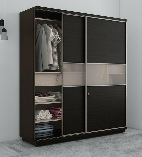 Buy Kosmo Universal Wardrobe in Natural Wenge Melamine Finish by Spacewood Online - Sliding Door Wardrobes - Wardrobes - Furniture - Pepperfry Product