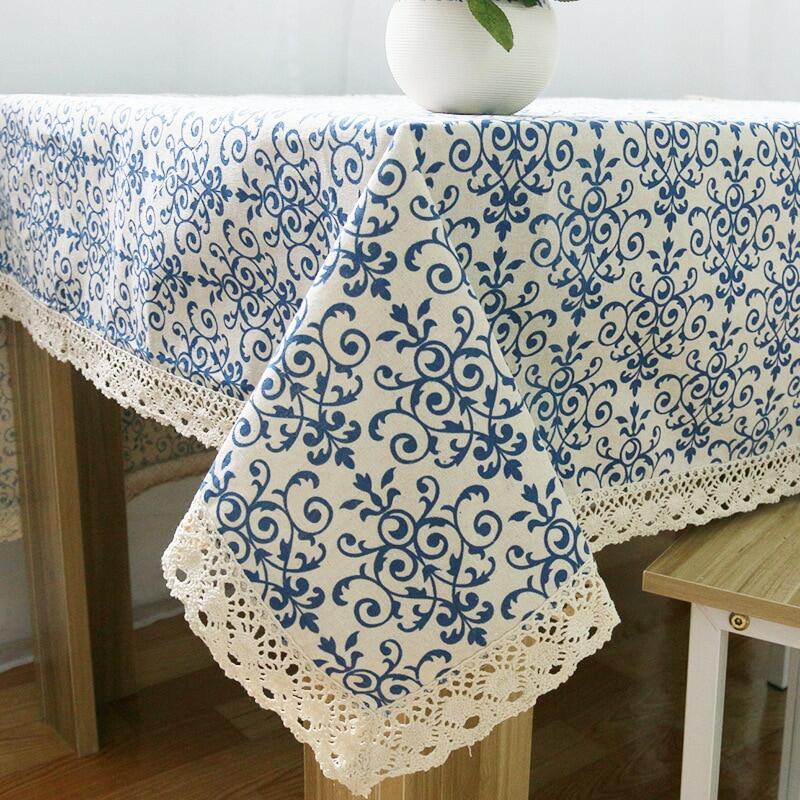 World Map Printed Tablecloth Cotton Linen Lace Edge Table Cloth Cover Home Decor Kitchen, Dining & Bar Tablecloths Linens & Textiles
