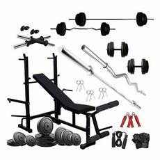 HASHTAG FITNESS Home Gym Equipment Combo 50 Kg with 8 In 1 Multipurpose Flat Bench , Black : Amazon.in: Sports, Fitness & Outdoors