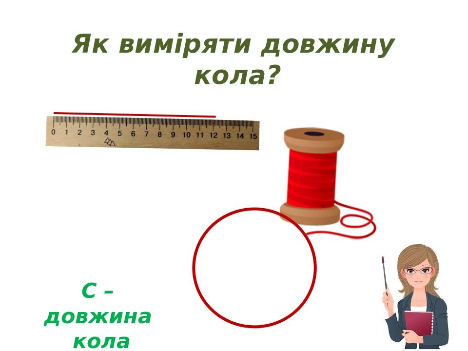 Як виміряти довжину кола? С – довжина кола