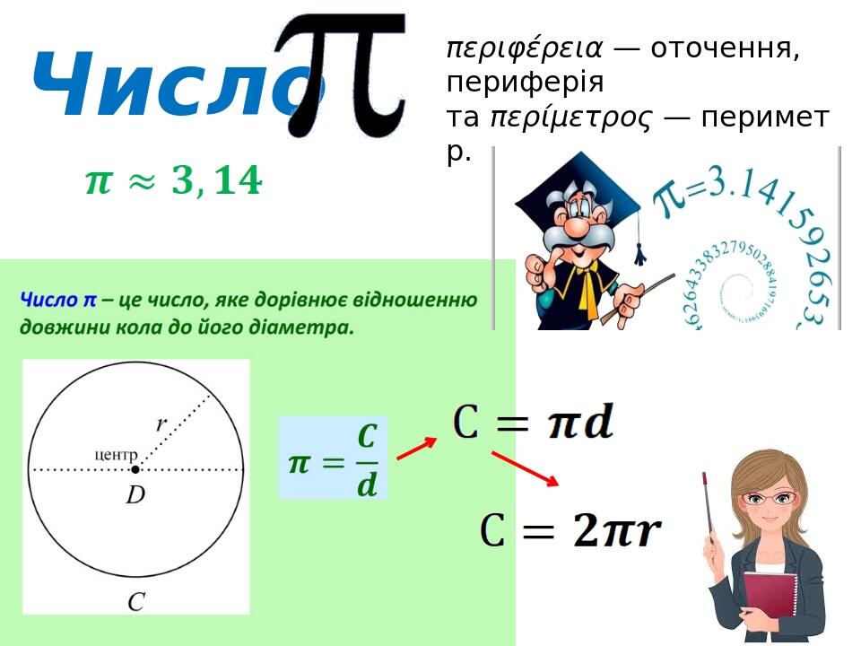 Число περιφέρεια — оточення, периферія та περίμετρος — периметр.