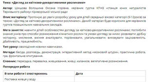 Розробка уроку "Догляд за квітково-декоративними рослинами"