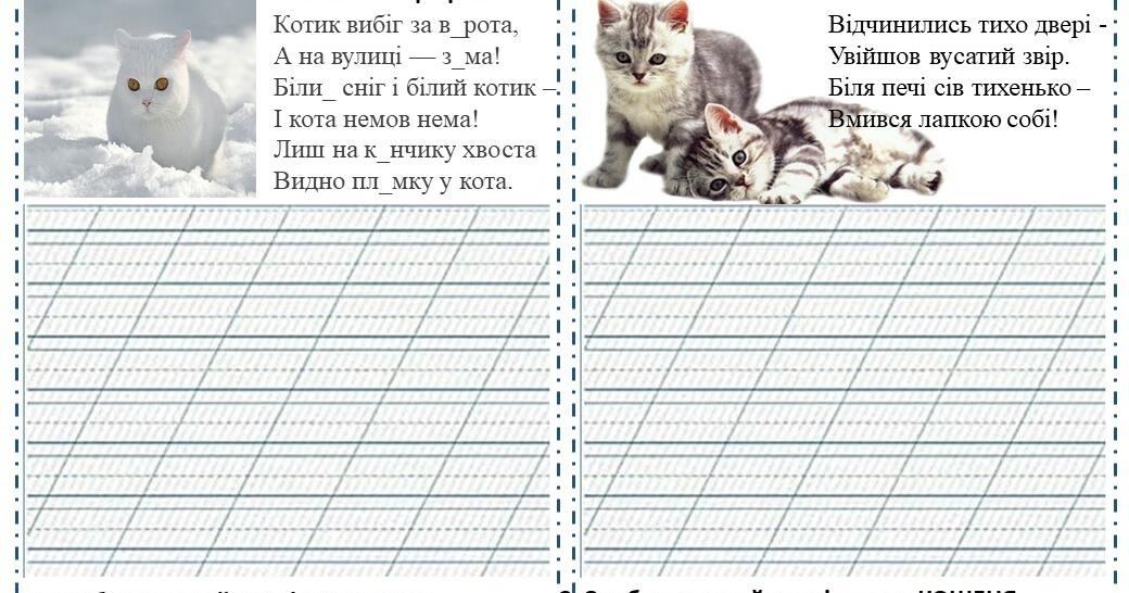 Картки для списування 1 клас | Інші методичні матеріали. Початкова освіта