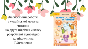 Діагностувальні роботи з української мови на друге півріччя 2 класу розроблені  до підр. Г.Остапенко