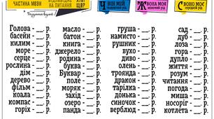 Картка тренажера "Рід іменника"
